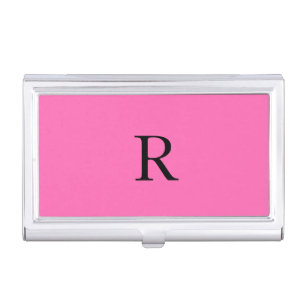 Monogram Initials Name Template Hot Pink Black Business Card Case