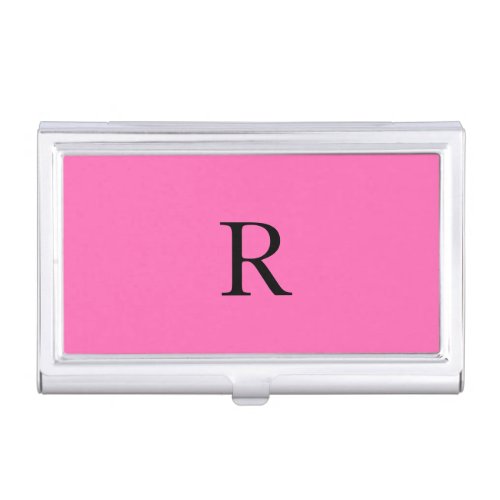 Monogram Initials Name Template Hot Pink Black Business Card Case