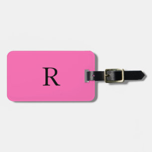 Monogram Initials Name Template Hot Pink Black Luggage Tag