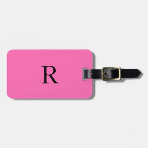 Monogram Initials Name Template Hot Pink Black Luggage Tag