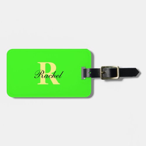 Monogram Initials Name Templates Neon Green Gift Luggage Tag