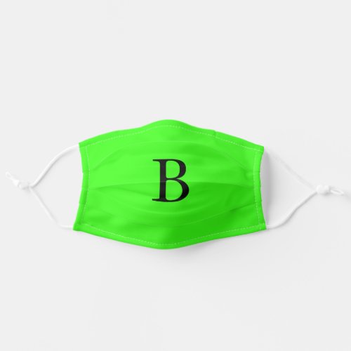Monogram Initials Neon Green Bright Colorful Cool Adult Cloth Face Mask