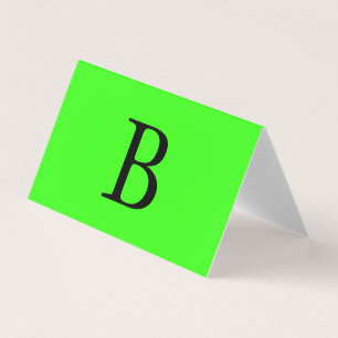 Monogram Initials Neon Green Bright Colorful Cool Business Card