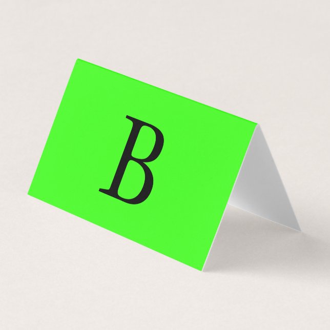 Monogram Initials Neon Green Bright Colorful Cool Business Card (Front)