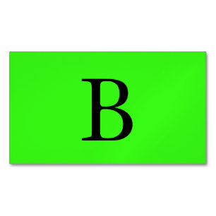 Monogram Initials Neon Green Bright Colorful Cool Business Card Magnet