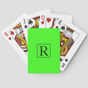 Monogram Initials Neon Green Colorful Bright Cool Poker Cards