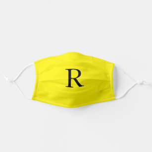 Monogram Initials Neon Yellow Bright Colorful Cool Adult Cloth Face Mask