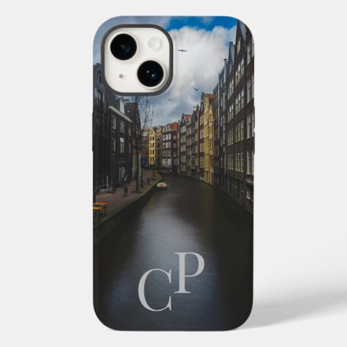 Monogram Initials on Watery Canal Image Case_Mate iPhone 14 Case