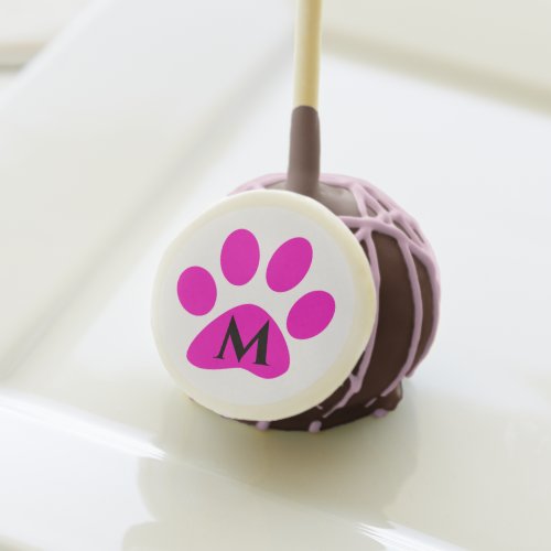 Monogram Initials Paw Prints Pink Black Cute Girly Cake Pops