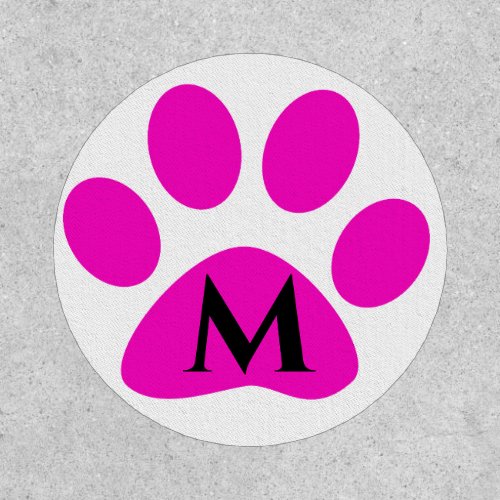 Monogram Initials Paw Prints Pink Black Cute Girly Patch