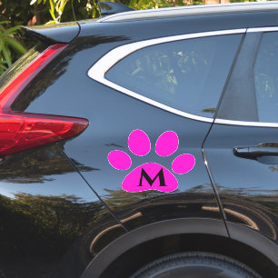 Monogram Initials Paw Prints Pink Black Cute Sticker