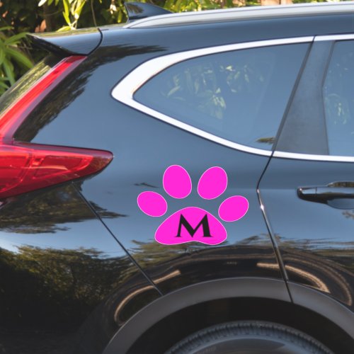 Monogram Initials Paw Prints Pink Black Cute Sticker