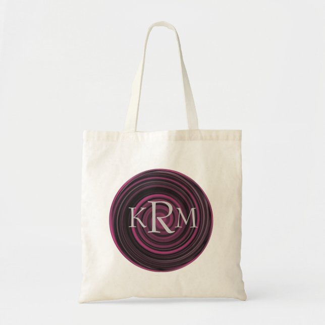 Monogram Initials Pink Black Swirls Personalized Tote Bag (Front)