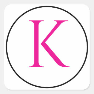 Monogram Initials Pink Black White Simple Minimal Square Sticker