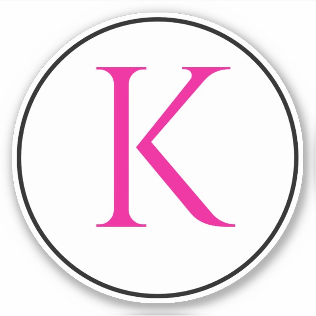 Monogram Initials Pink Black White Simple Minimal Sticker (Front)