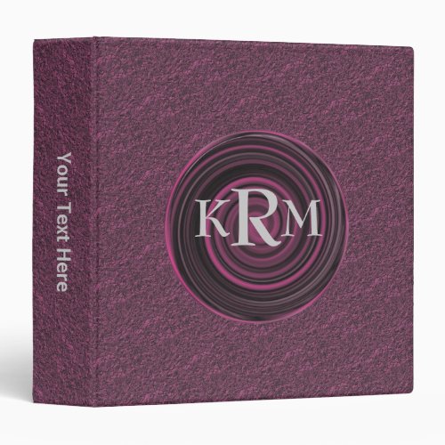 Monogram Initials Plum Swirls Customizable Binder