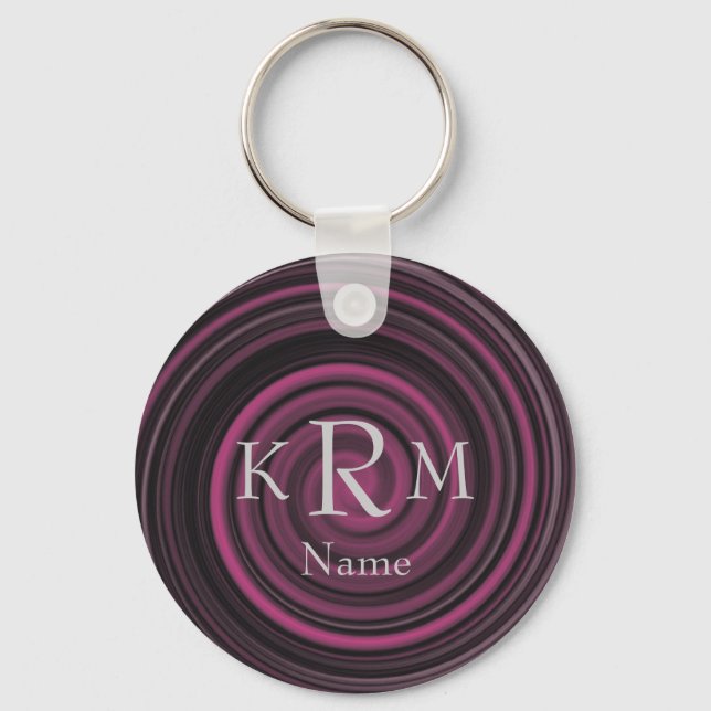 Monogram Initials Plum Swirls Personalized Keychain (Front)
