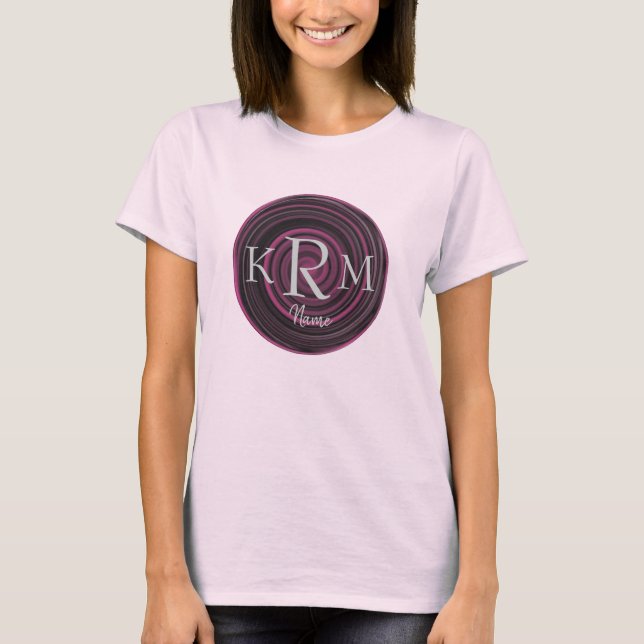 Monogram Initials Plum Swirls Personalized T-Shirt (Front)