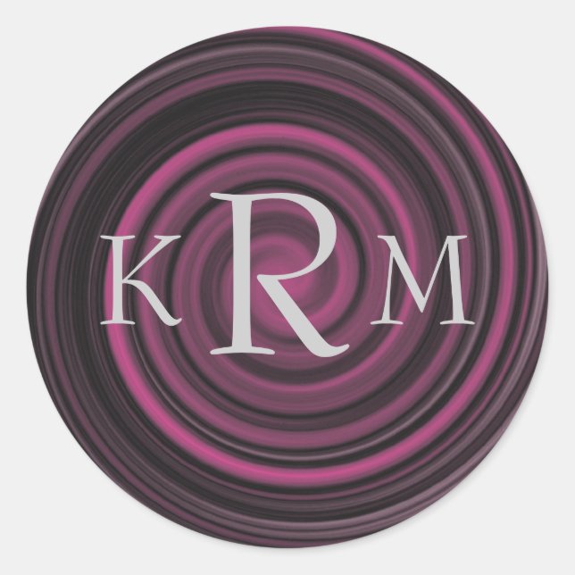 Monogram Initials Plum Swirls Sticker (Front)