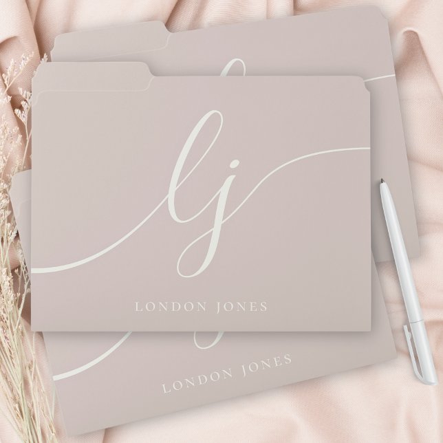 Monogram Initials Professional Minimal Rose Ivory File Folder (Creator Uploaded)