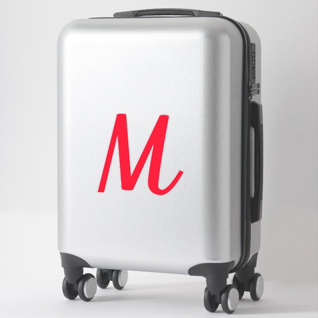 Monogram Initials Red Bold Custom Name Letter Text Sticker (Suitcase)