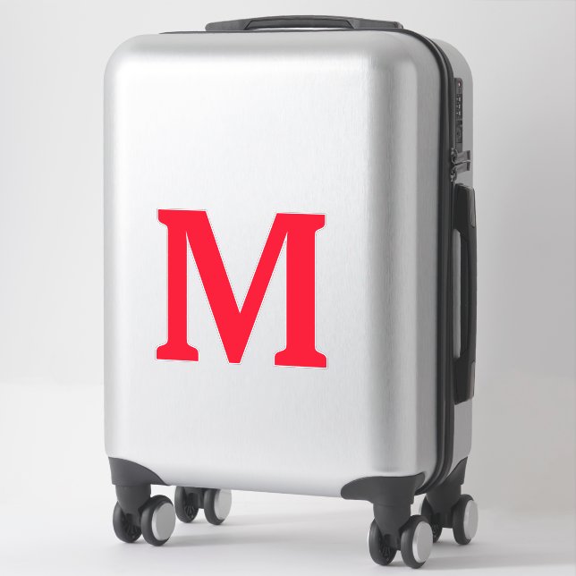 Monogram Initials Red Bold Custom Name Trendy Sticker (Suitcase)