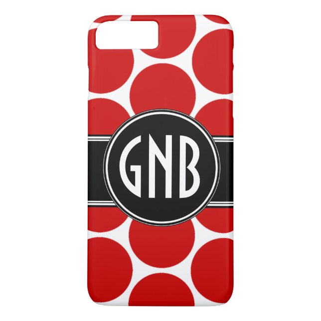 MONOGRAM INITIALS RED POLKA DOTS Case-Mate iPhone CASE (Back)