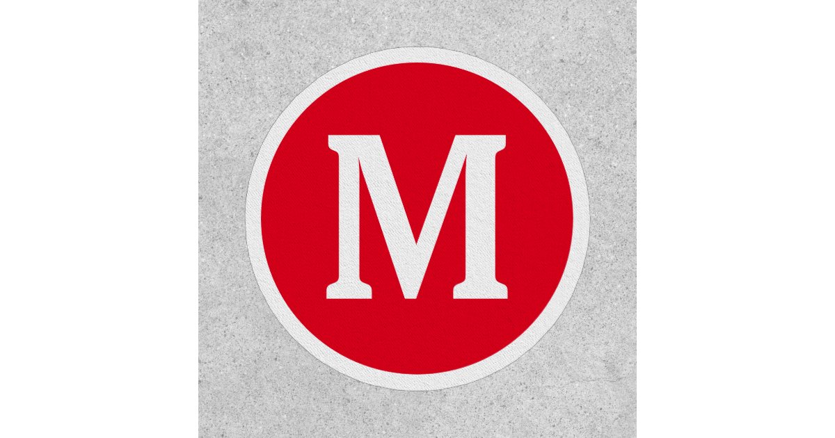 Intials Red Monogram Initials Red white Bold Custom Name 2023 Patch | Zazzle