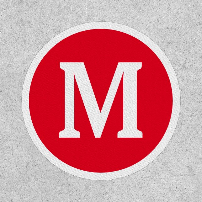 Monogram Initials Red white Bold Custom Name 2023 Patch (Front)
