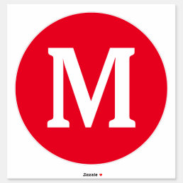 Monogram Initials Red white Bold Custom Name Cool  Sticker