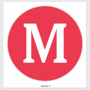 Monogram Initials Red white Bold Custom Name Cool  Sticker