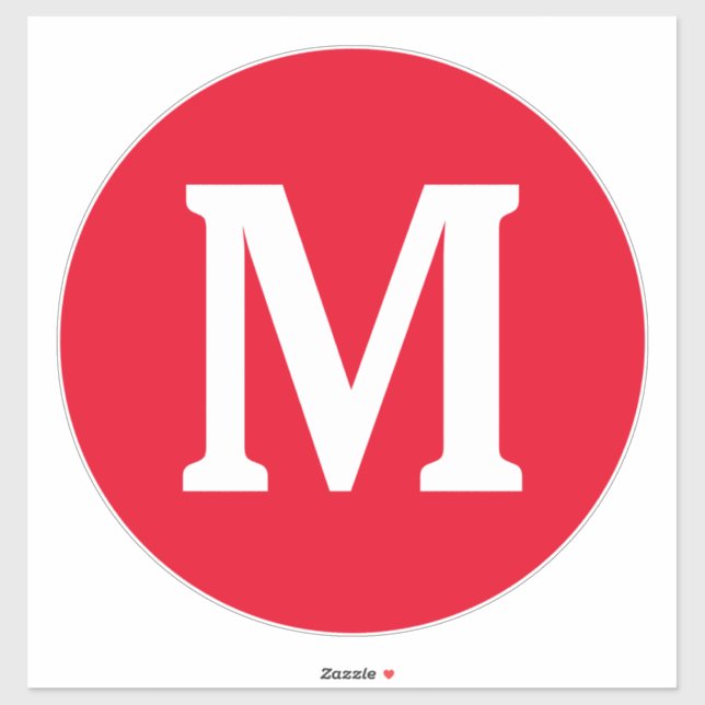 Monogram Initials Red white Bold Custom Name Cool  Sticker (Sheet)