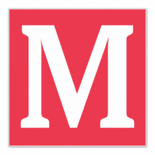 Monogram Initials Red White Bold Custom Name Sticker