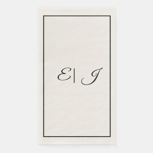 Monogram Initials Retro Script Classy Cool Wedding Paper Guest Towels
