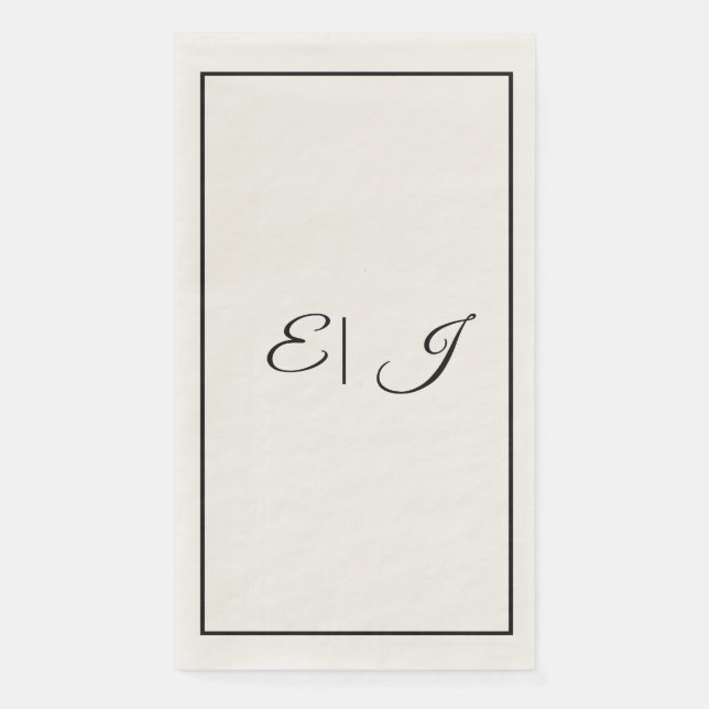 Monogram Initials Retro Script Classy Cool Wedding Paper Guest Towels (Front)