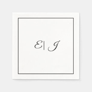 Monogram Initials Retro Script Elegant Wedding Napkins