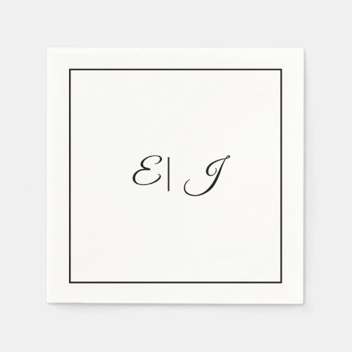 Monogram Initials Retro Script Elegant Wedding Napkins