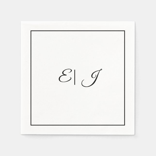 Monogram Initials Retro Script Elegant Wedding Napkins (Front)