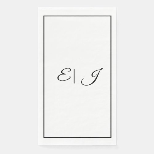Monogram Initials Retro Script Elegant Wedding Paper Guest Towels