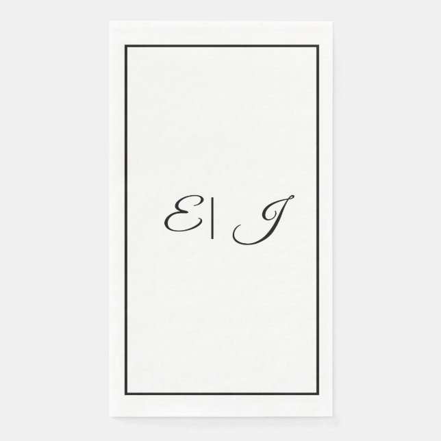 Monogram Initials Retro Script Elegant Wedding Paper Guest Towels (Front)
