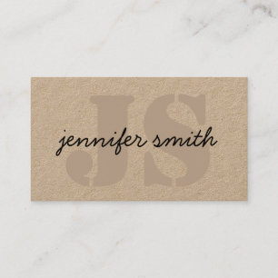 Monogram Initials Rustic Brown With Social Media Business Card