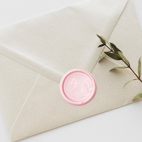 Monogram Initials Save the Date And Leaves Wedding Wax Seal Sticker