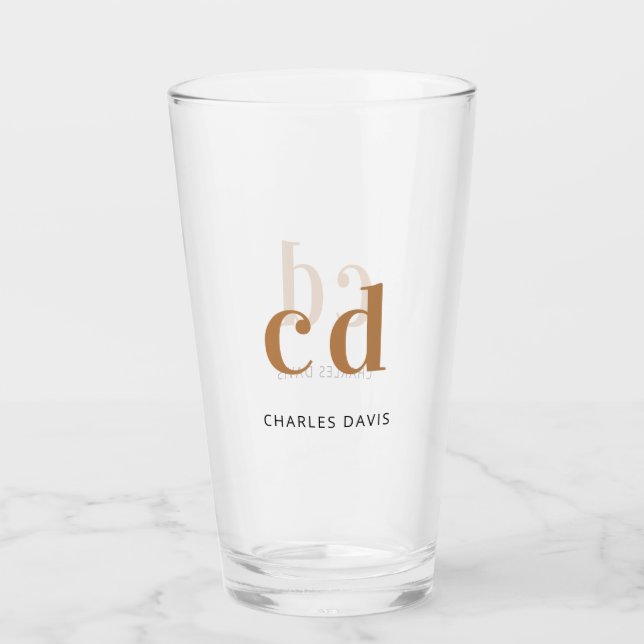 Monogram initials script black gold glass (Front)