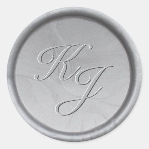 Monogram Initials Silver Wax Seal Sticker