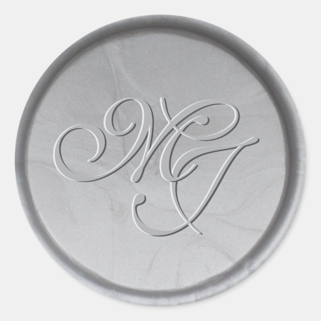 Monogram Initials Silver Wax Seal Sticker (Front)