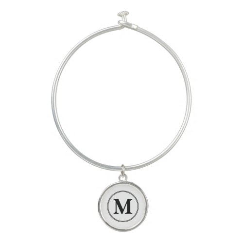 Monogram initials simple black and white bangle bracelet