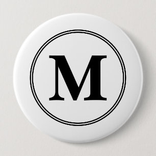 Monogram initials simple black and white button