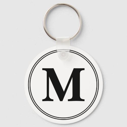 Monogram initials simple black and white keychain