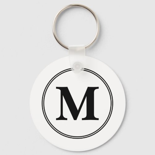 Monogram initials simple black and white keychain