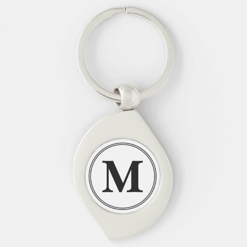 Monogram initials simple black and white keychain